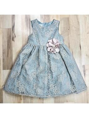 Adorable Blue Lace Girls' Dress with Floral Accent Marmellata 24 Months